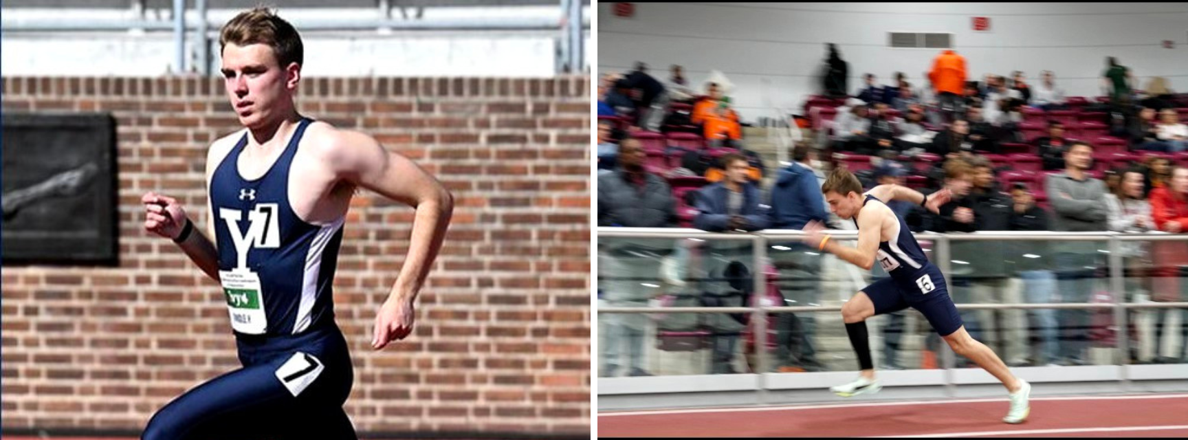 Two images of Harry Grindle running