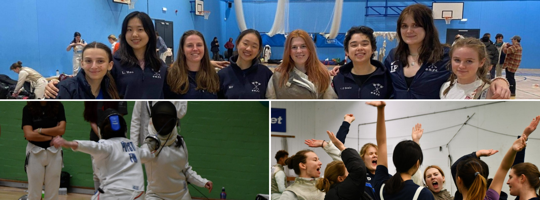 Women's Fencing Blues collage of images of the team from 2022/23 season